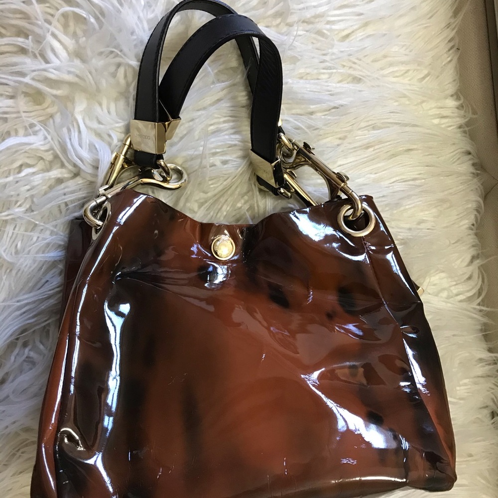Jimmy Choo Black/ Brown Coated Leather Purse - Picture 5 of 6